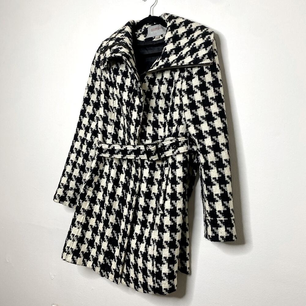Georgiou Studio Black & White Print Jacket with belt - fall jacket - small